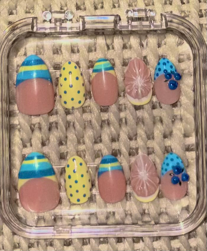 Custom 2D Detailed Design Press-On Nail Set with 3D Gel Option
