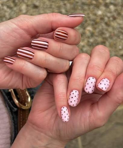 Custom Striped & Polka Dot Press-On Nail Set